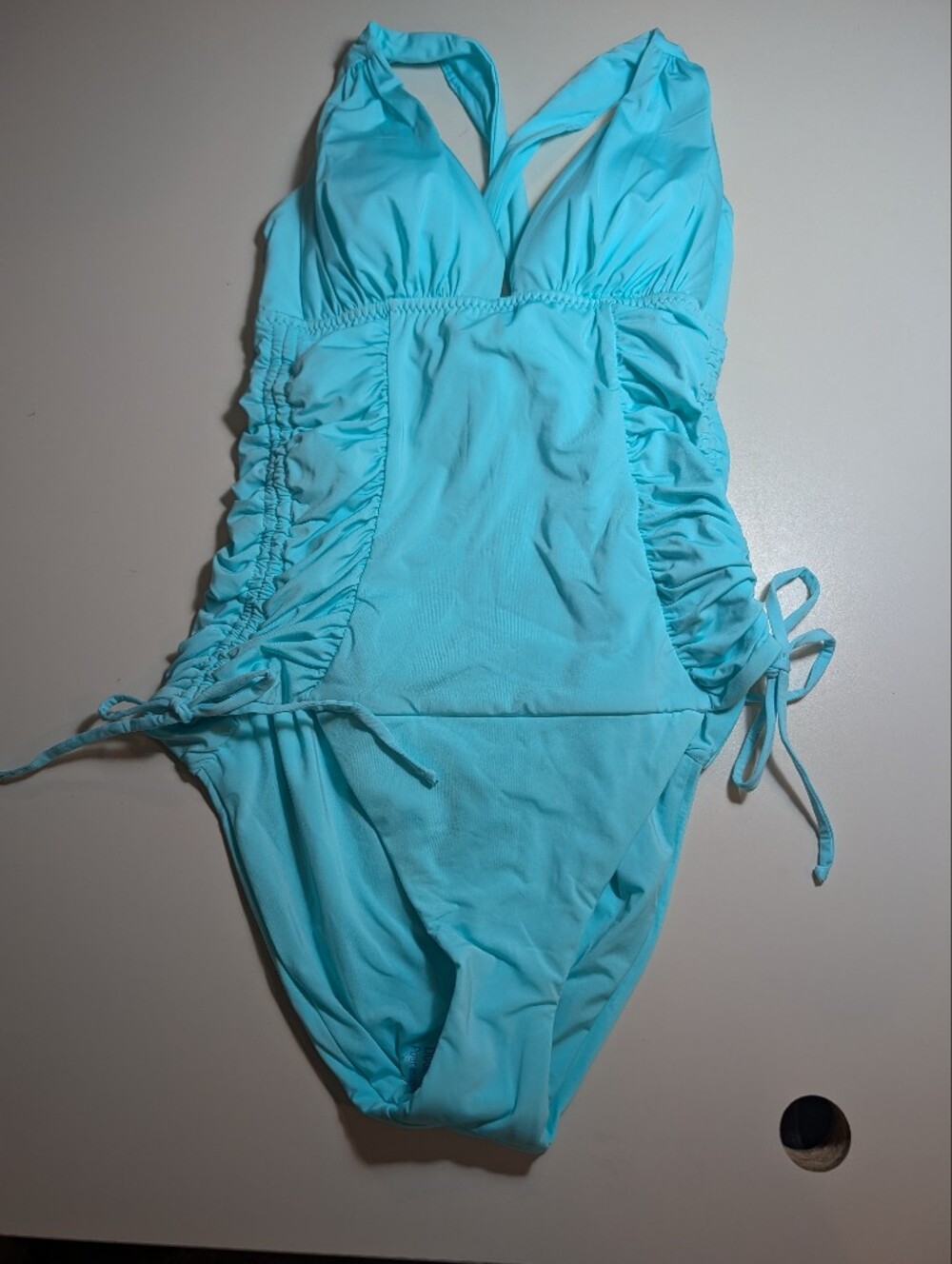 Soluna Swim Woman's M Light Blue One-Piece Swimsuit - Halter Style